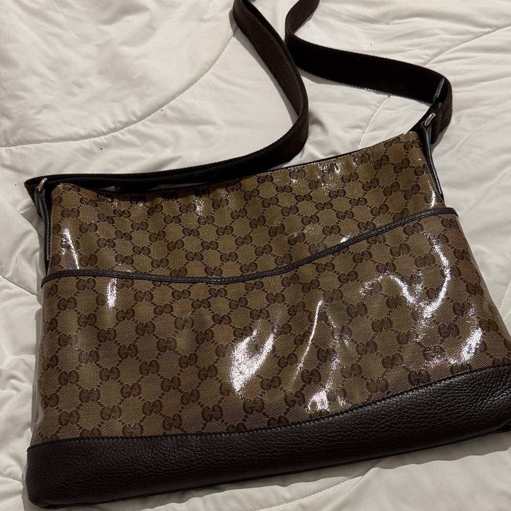 Gucci Glossy Brown Monogram Shoulder Bag